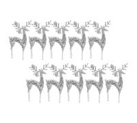 MOKKHNB 10pcs Silver Plastic Elk Pendants Xmas Tree Hanging Decorations Festive Christmas Ornaments for Winter Snow Theme Party