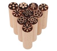 MOKKHNB 10pcs Wooden Pottery Stamps for Clay with Floral Patterns, Hand Carved DIY Craftsmanship Tools for Efficient Pattern Repetition in Pottery and Handmade Stamp Projects