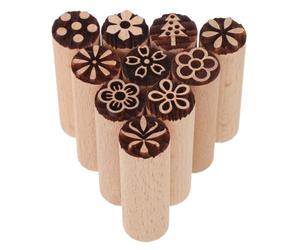 MOKKHNB 10pcs Wooden Pottery Stamps for Clay with Floral Patterns, Hand Carved DIY Craftsmanship Tools for Efficient Pattern Repetition in Pottery and Handmade Stamp Projects