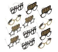 MOKKHNB 12 Pcs Glittery Graduation Party Paper Glasses Props Shiny Photo Frames for Creative Celebrations Unique for Memorable Moments