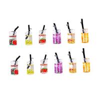 MOKKHNB 12Pcs Mini Bottle Charms for DIY Jewelry Making Vivid Fruit Drink Pendants for Earrings Keychains Crafts for Creative Projects and Accessories