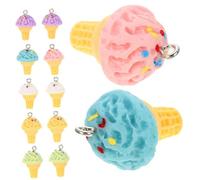 MOKKHNB 12Pcs Resin Ice Cream Shaped Jewelry Charms DIY Pendants for Necklace Bracelet Earrings Crafting Supplies with Multi-color Mix