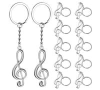 MOKKHNB 12pcs Treble Clef Keychains - Music Note Key Ring - Metal G Clef Trinkets for Students Birthday Party Favors Wedding Decoration Supplies (Silver)