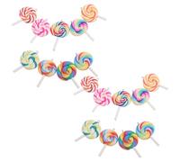 MOKKHNB 18pcs Rainbow Mini Lollipop Necklace Charms Set, Candy Shaped Pendants for DIY Jewelry Making, Colorful Food Jewelry Accessories for Party and Daily Wear