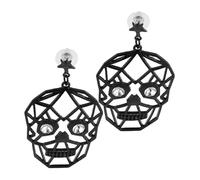 MOKKHNB 1pair Halloween Skull Earrings for Women Gothic Style Black Skeleton Dangle Drop Jewelry Unique Spooky Accessory for Halloween Parties