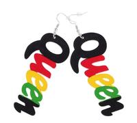 MOKKHNB 1Pair Queen Letter Dangle Earrings Unique African Style Craftsmanship for Festivals Daily Wear Eye Catching for Friends Versatile Fashion Accessory