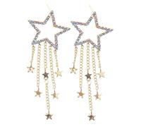 MOKKHNB 1pair Star Earrings Dynamic Tassels Rhinestone Charms Dangle Jewelry for Women and Girls for Parties and Special Occasions