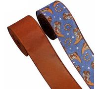 MOKKHNB 2 Rolls Western Cowboy Wired Ribbon: 5 Yards Burlap Ribbon for Crafts with Wire Edge & 2.5" Wide - Farmhouse DIY Bow Making Cowboy Decor Wrapping