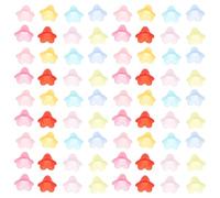 MOKKHNB 200pcs Assorted Color Acrylic Flower Bead Caps with Frosted Matte Texture, Five-Petal Shape, for Earrings and DIY Projects, Versatile Spacer Beads to Elevate Jewelry Random Color