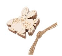 MOKKHNB 20pcs Easter Unfinished Wood Slice Ornaments DIY Hanging Pendants for Crafts Painting Party Decorations with Pre Drilled Suitable for Adults Creative Activities