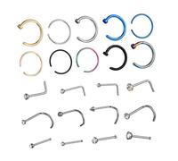 MOKKHNB 22pcs Stainless Steel Nose Rings Fashion Body Piercing Jewelry Piercing Studs