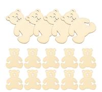 MOKKHNB 24pcs Unfinished Wood Cutouts Bear Shape Bear Shape Wood Slices for Khaki Color Suitable for Coloring No Burrs DIY Crafts and Graffiti