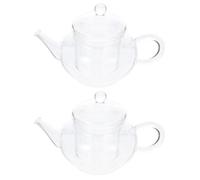 MOKKHNB 2pcs 250ml Borosilicate Glass Teapot with Infuser Strainer, Thick Heat-Resistant Stovetop Loose Leaf Tea Pot for Home and Travel