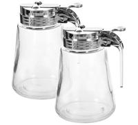 MOKKHNB 2Pcs 300Ml Glass Syrup Dispenser Bottles Set, Leakproof Honey and Sugar Pourer for Kitchen, Sealed Glass Sugar Pot Suitable for Coffee Bar and Dining Use