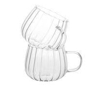 MOKKHNB 2pcs 400ml Glass Coffee Cups with Handle, Stylish Drinking Mugs for Hot Beverages, Easy to Clean and Safe to Use, for Breakfast Or Daily Use