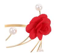MOKKHNB 2pcs Adjustable Metal Arm with Pearl Curtain Hook Design Durable Open Upper Arm Bracelets for Women and Boho Style Statement Jewelry for Summer Outfits Red