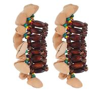 MOKKHNB 2pcs African Tribal Style Nut Shell Bell Bracelet for Children, Wooden and Coconut Shell Material, Easy to Wear Dance Wrist Bells to Activate The Atmosphere at Party Or Dance