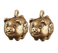 MOKKHNB 2Pcs Antique Brass Little Pig DIY Pendant Keychain Vintage Charm for Craft Projects Durable and Design for Animal Lovers and Collectors