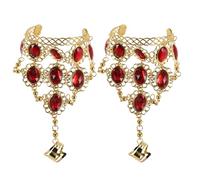 MOKKHNB 2pcs Belly Dance Tassel Hand Chain with Ring - Rhinestone Tassel Bracelets for Women - Belly Dance Jewelry with Shiny Rhinsestone, Triangle Fringe