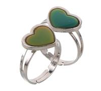 MOKKHNB 2Pcs Color Changing Mood Rings for Women Teens Open Heart Design Temperature Sensitive Emotion Jewelry Chic Accessory for Holidays Special Occasions