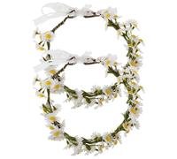 MOKKHNB 2pcs Daisy Flower Crown Headband - Boho Floral Wreath for Women and Girls - Adjustable Hippie Flower Headpiece for Hawaiian, Weddings, Bridal Parties, and Photo Props