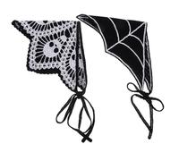 MOKKHNB 2pcs Gothic Skull Headband Crochet Bandana Head Scarf Spider Halloween Hair Accessories for Women Lady