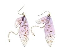 MOKKHNB 2pcs Gradient Pearl Butterfly Wing Dangle Earrings for Women Lightweight Fairy Jewelry Accessories for Weddings and Spring Fashion