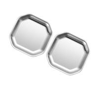 MOKKHNB 2pcs Korean Style Octagonal Stainless Steel Appetizer Plates 10.4cm Small Pickle Dishes Metal Food Serving Trays for Household Dining and Party Use