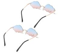 MOKKHNB 2pcs Lightweight Cloud Shaped Sunglasses for Women with Fashion Rimless Design, Practical Use for Beach Travel and Valentine's Day Parties