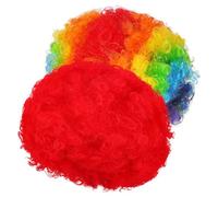 MOKKHNB 2pcs Rainbow Clown Wig for Women Pride Wigs Easy Styling for Hair Day Accessories