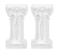 MOKKHNB 2pcs Roman Column Candle Holders Resin Micro-landscape Decors for Home Decoration Odorless and Practical Features in Silver Colour for Miniature House Decoration