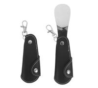 MOKKHNB 2Pcs Small Folding Shoe Horn for Travel, Portable Metal Shoehorn Keychain, Boot Lifter Helper, Pocket Sneaker Horn for Men and Women
