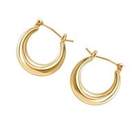 MOKKHNB 2pcs U-shaped Earrings for Women Simple Fashionable Copper Hoop Jewelry Lightweight Gold Tone for Office Travel Beach Party Accessories