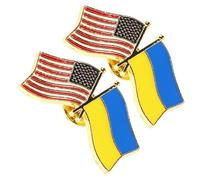 MOKKHNB 2pcs Ukrainian and Usa Friendship Flag Lapel Pins Patriotic Badge for Sports Events Parties and Memorial Days with Quality Details Versatile Decoration for
