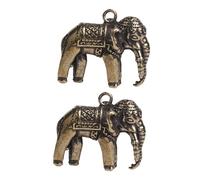 MOKKHNB 2Pcs Vintage Brass Elephant Pendant Key Chain Hand-polished Compact DIY Key Hanging Decor with Creative Elephant Modeling Chic Brass Handicraft Accessories for Bags and Cars