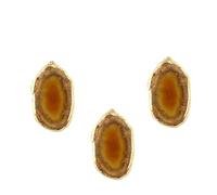 MOKKHNB 3 Pcs Red Agate Stone Slice Pendants with Gold Plated Edges, Irregular Shape DIY Charm Pendant Set for Jewelry, Sweater, Zipper, and Art Wind Chimes Hanging Ornaments
