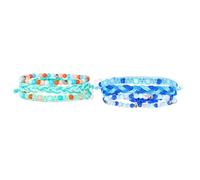 MOKKHNB 3 Pieces Handmade Bohemia Wrap Bracelets Set for Women, Blue Color Woven Beaded Friendship Wristbands, Adjustable Boho Jewelry for Daily Wear