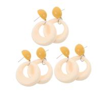MOKKHNB 3pairs Women's Round Earrings Hollow Earring Summer Round Circle Hollow Out Boho Drop for Women Studs 80s 70s Acrylic