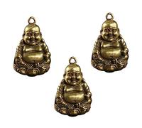 MOKKHNB 3Pcs Brass Buddha Pendants Maitreya Buddha Hanging Keyring Ornaments Unique Retro Design for Home Decor Durable Stylish Keychain Accessories for Buddhism