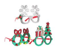 MOKKHNB 3Pcs Christmas Party Glasses Set with Gold Foil Snowflake, Silver Hollow Christmas Tree Wreath Frames - Xmas Eyewear for New Year’S Eve Party Favors and Holiday Costume Accessories