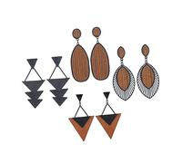 MOKKHNB 4 Pairs Ethnic Earrings Bohemian Hollow Wooden Dangle Creative African Style Lightweight Unique Design for Fashionable Wardrobe Choices