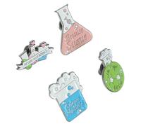 MOKKHNB 4pcs Chemistry Brooch Alloy Lapel Pins Creative Test Tube Bottle Design for Clothes Backpacks Jackets Sweaters Hats and Handbag Decor