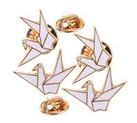 MOKKHNB 4pcs Elegant Origami Crane Brooch Pins Zinc Alloy Metal Brooches Women Fashion Collar Pins Creative Lapel