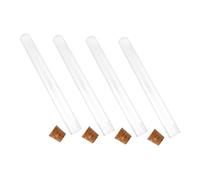 MOKKHNB 4pcs Glass Test Tubes with Cork Stoppers Small Transparent Storage Bottles Flat Round Bottom for Scientific Experiments Chemical Liquids Crafts and Gifts