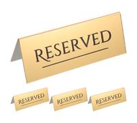 MOKKHNB 4pcs Golden Acrylic Reserved Signs for Wedding and Party, Multipurpose Use with Clearly Printed Text, Simple and Elegant Minimalist Table Setting Cards for Reserved Seating