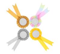 MOKKHNB 4pcs Vibrant Award Ribbon Rosette Set with Orange Gold Silver Colors Corsage Badges for Birthday Halloween Party Prize Recognition