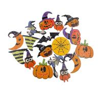 MOKKHNB 50pcs Halloween Button Decorative Wooden Buttons for Crafts Unique Designed Pumpkin Owl Witch Shapes for Sewing on Halloween Costumes and Clothes
