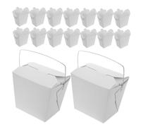 MOKKHNB 50pcs White Cardboard Takeaway Food Containers with Metal Wire Handles Portable Chinese Take Out Boxes for Fried Rice Fried Chicken Fries Catering Picnics and Fast Food Packaging
