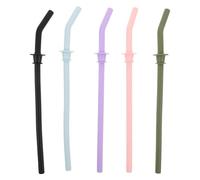 MOKKHNB 5pcs Angled Silicone Straw Set Compatible for Hydro Flask 40 oz, Reusable Drinking Mug Straws, Soft, Long, Leakproof, Food-Safe for Insulated Tumblers