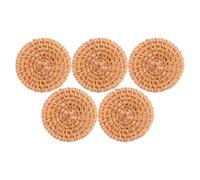 MOKKHNB 5pcs Bohemian Rattan Pendants Solid Round Discs for DIY Earrings Jewelry Craft Projects Natural Brown Woven Charms for Bracelet and Necklace Making Lightweight Boho Accessories for